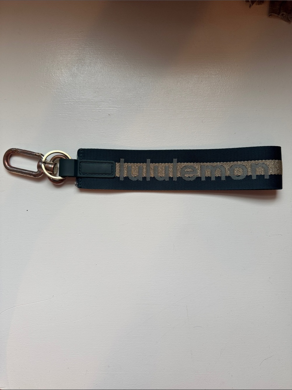 lululemon athletica Green and Gold Logo Key Wristlet